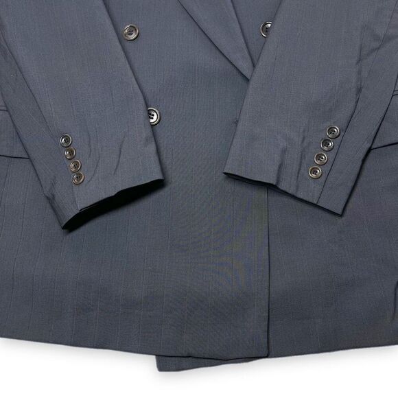 BOSS Hugo Boss Blazer Mens 40L Navy Pinstripe Double Breasted Al Capone Catania - Picture 4 of 12